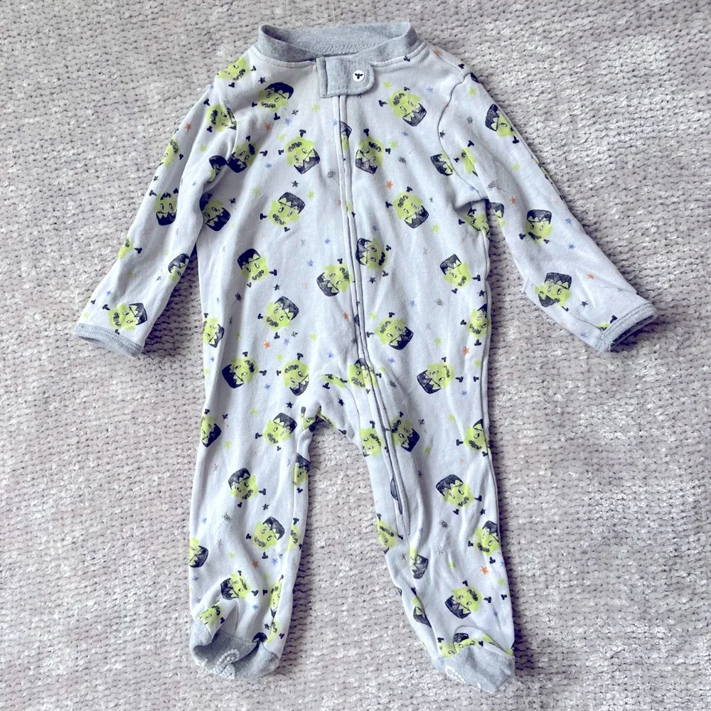 Burt’s Bees Baby Halloween Zip Sleeper Newborn Frankenstein Organic Cotton